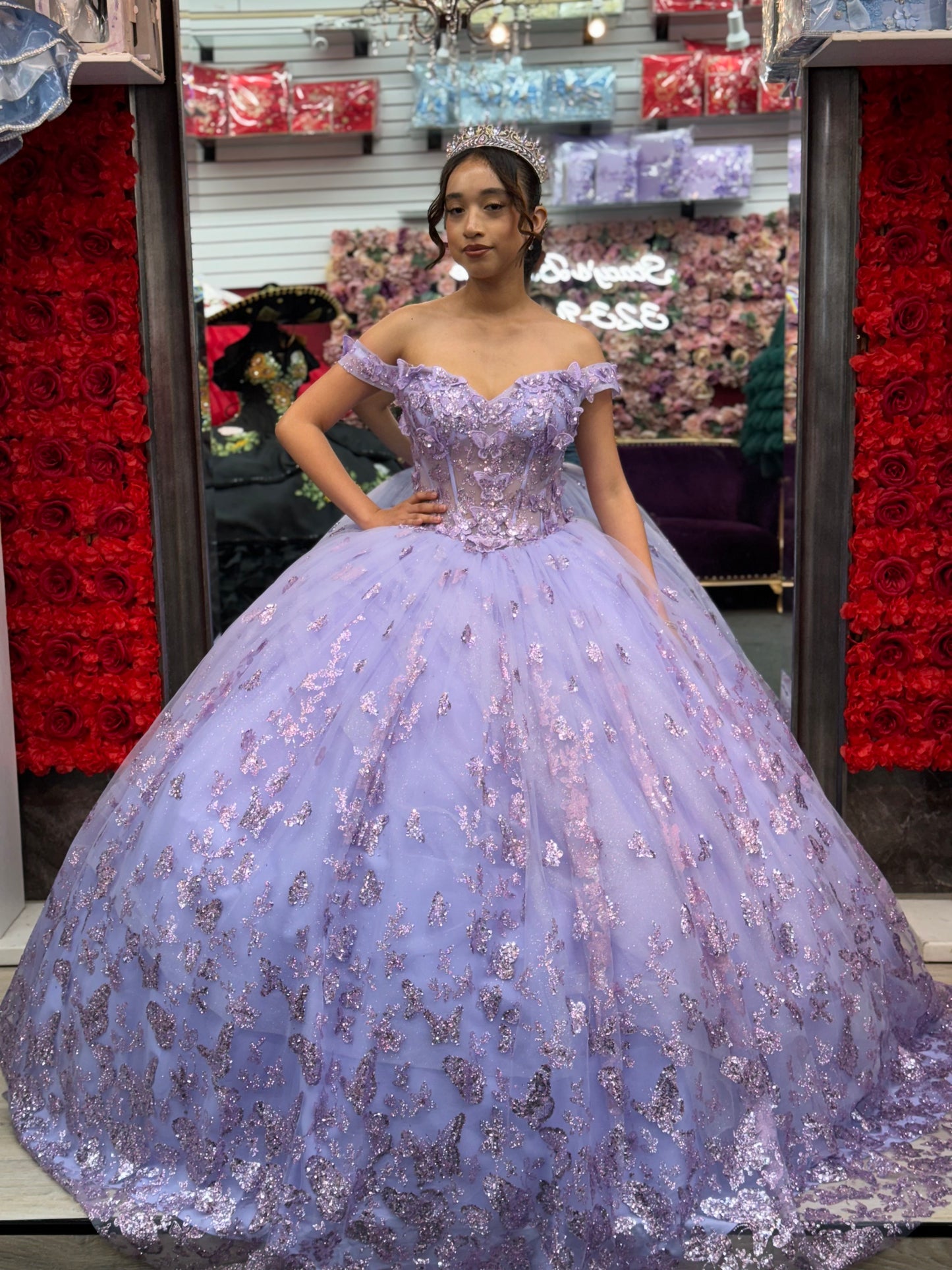 Lilac butterfly quince dress