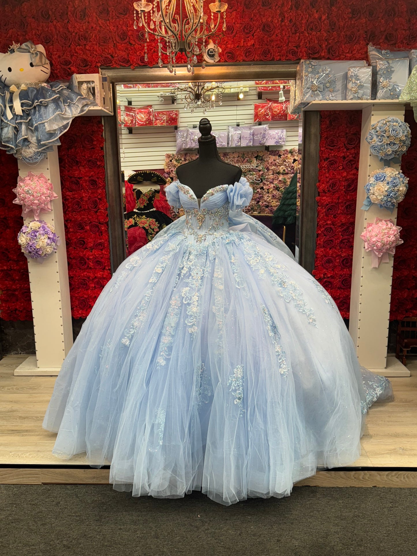 Baby blue quinceañeras dresse