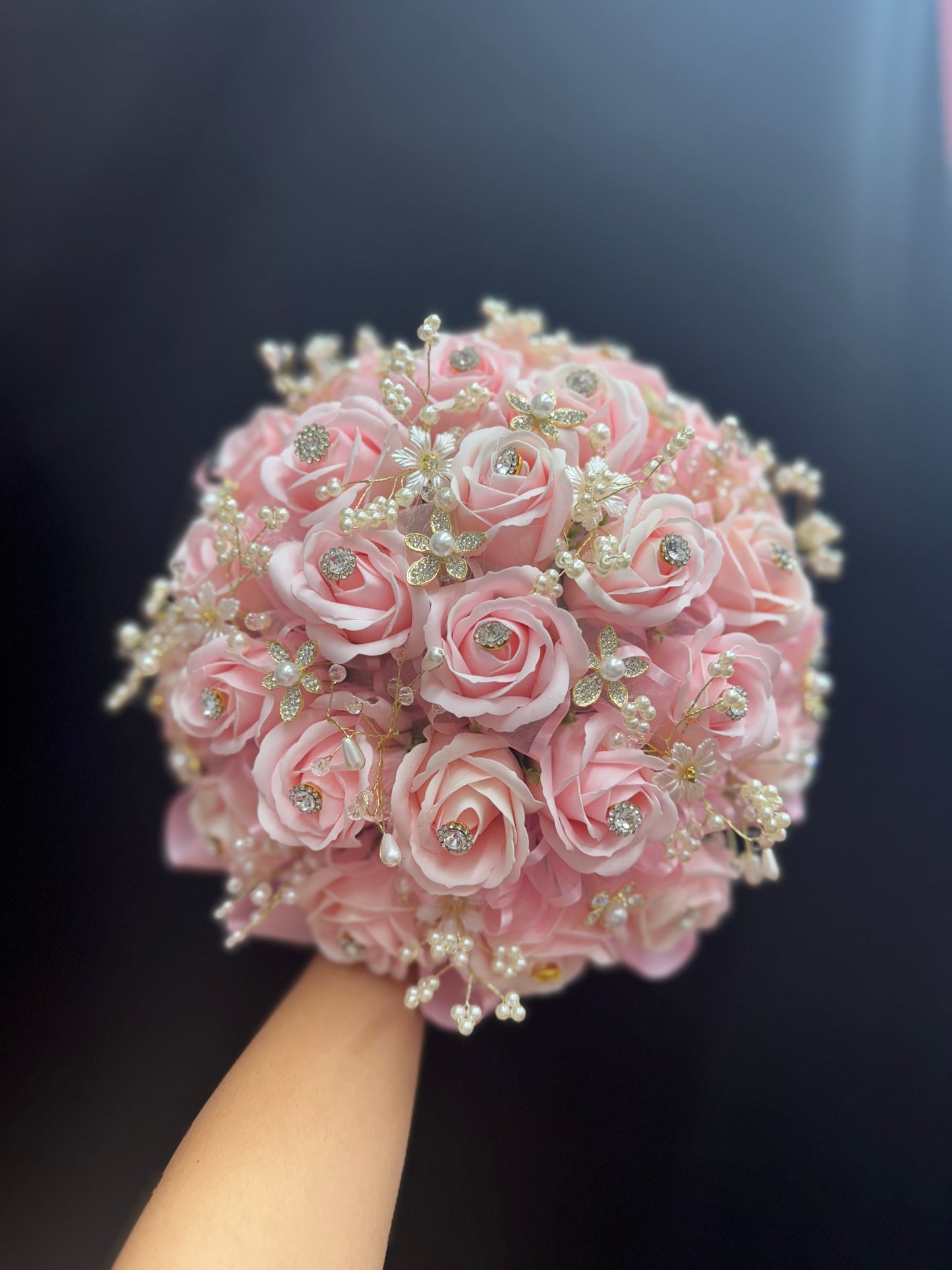 Pink ramo / gold gems