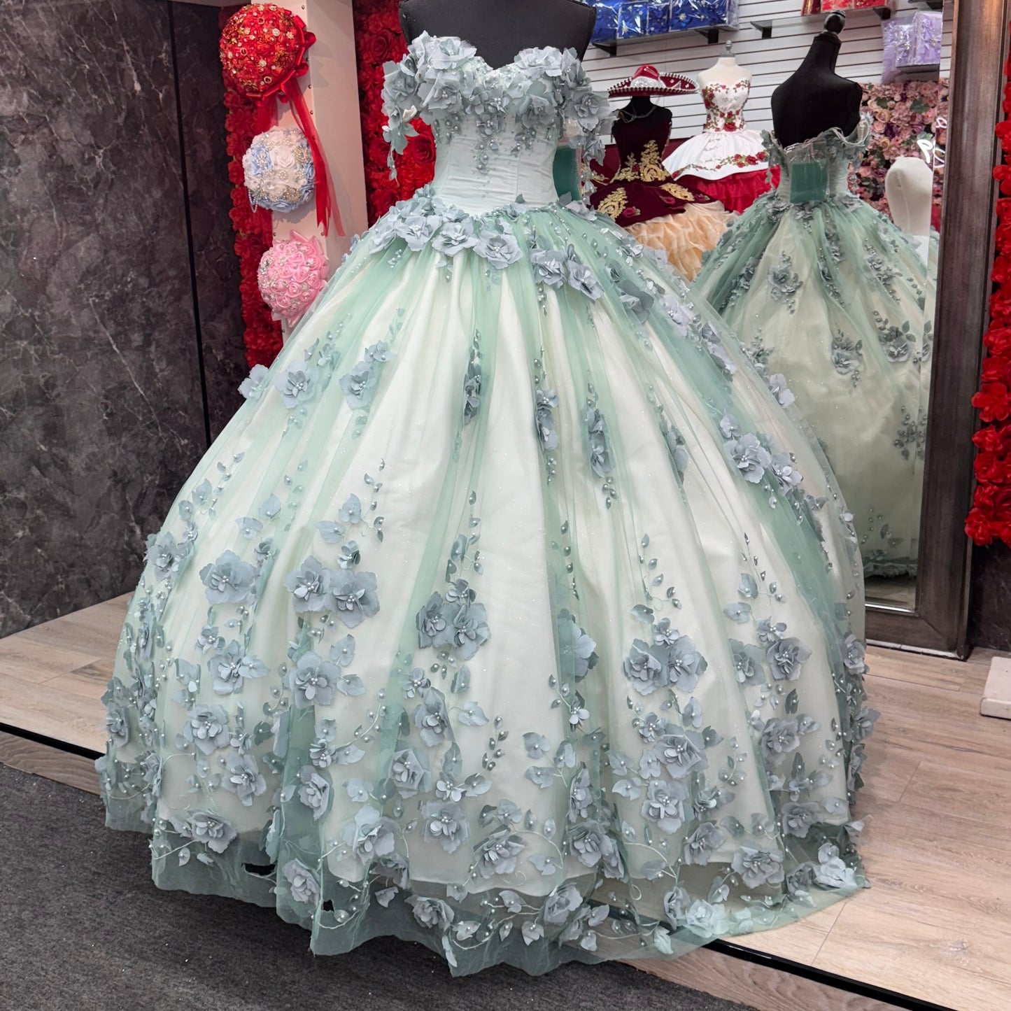 Flower Sage green dress