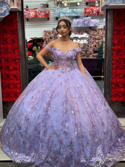 Lilac butterfly quince dress