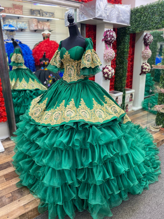 Green/Gold Charro Dress