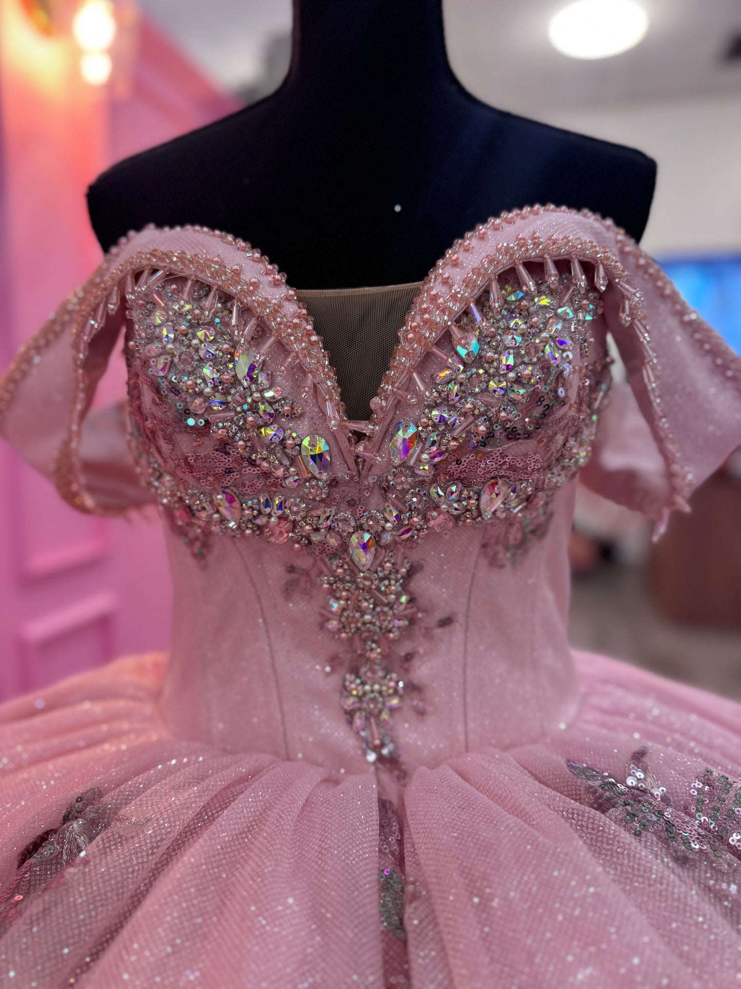 Blush with silver touches dress👗