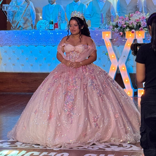 Pink Flower Sparkle Dress