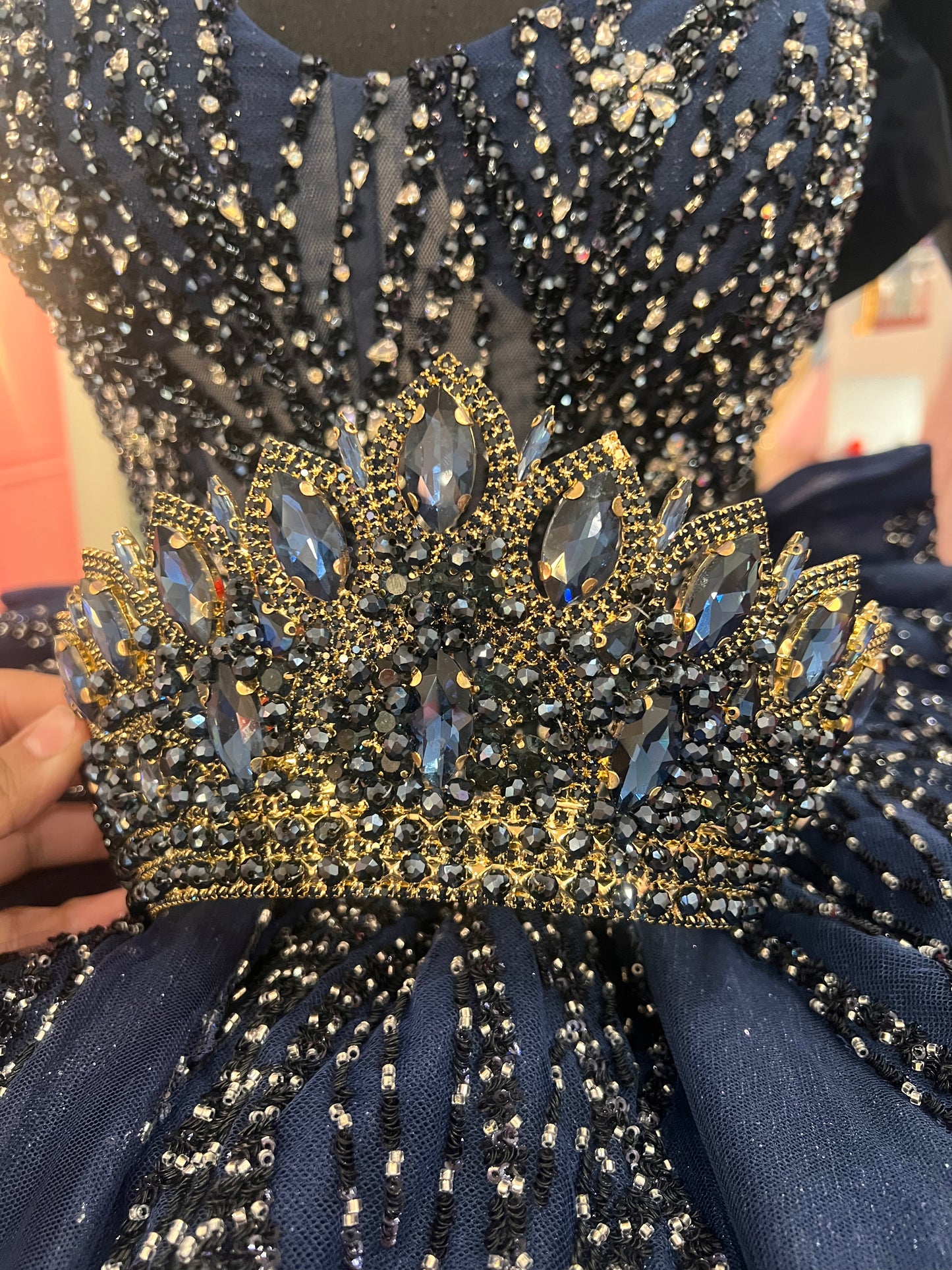 Navy blue with gold crown 👑